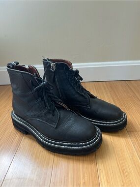 Proenza Schouler black lug sole platform leather combat boots